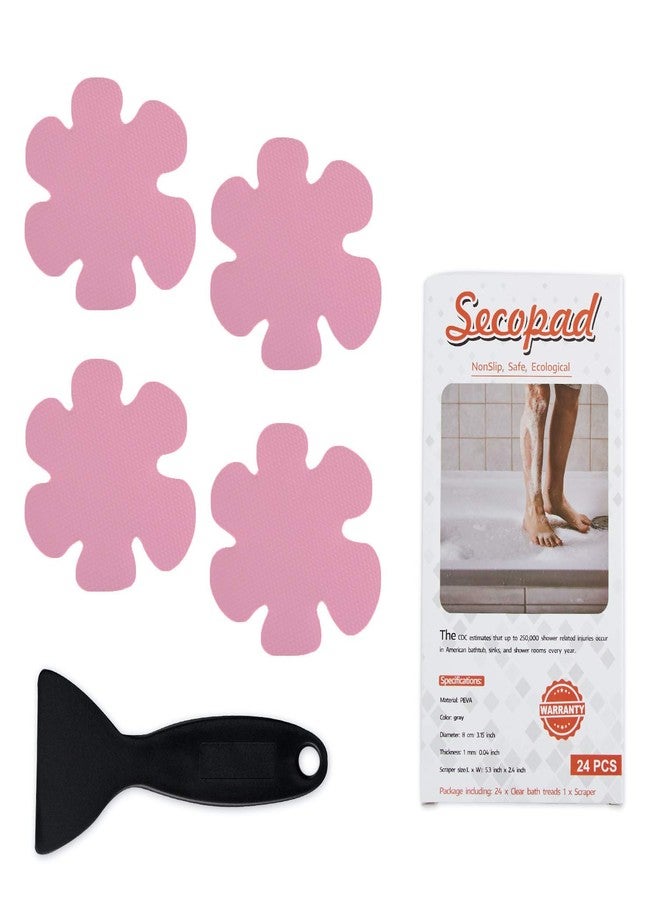Secopad Bathtub Stickers Non-Slip, Safety Shower Treads Adhesive Appliques with Premium Scrape (Pink) - Image 1