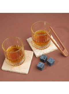 Hediye Sepeti Gift Basket Husband Set of 2 Glasgow Whiskey Glasses with Word Meaning Wooden Box + 6 Cooler Stones  - Image 4