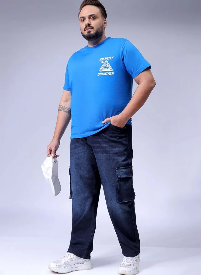 HARDSODA Men Plus Size Baggy Fit Solid Mid-Rise Stretchable Cargo Denims