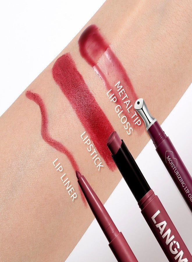 U-Shinein Lip Kit With Matte Lip Liner, Lipstick and Metal Tip Lip Gloss Combo, Peptide Lip Treatment Long Lasting, Highly Pigmented & Smudge Proof Makeup Hydrating Formula with Natural 3 Count Purple - Image 2