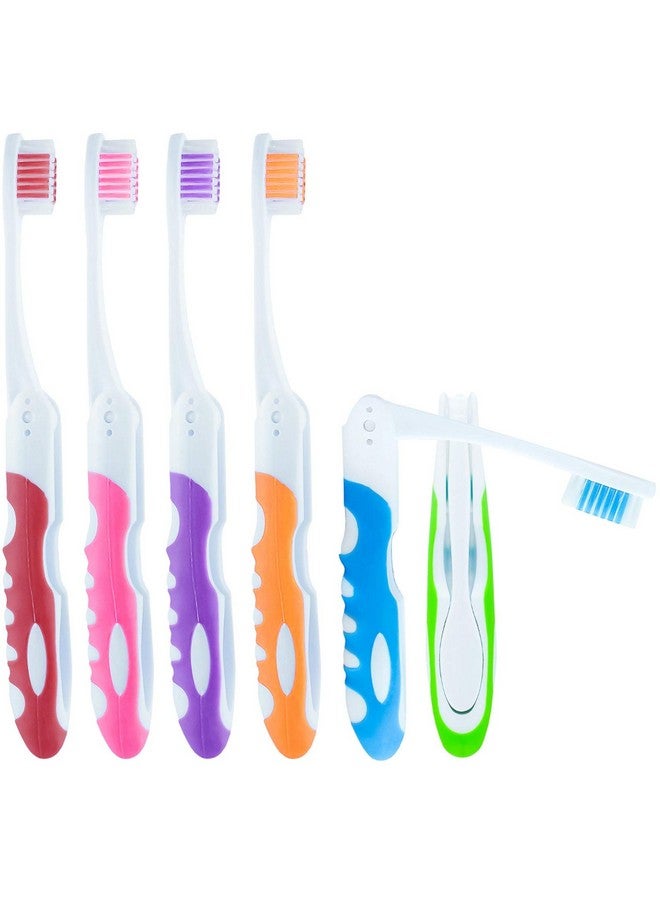 Lingito Travel Folding Toothbrush, Camping Toothbrush Bulk, Medium Bristle (6 Pack Medium-Multicolor) - Image 1