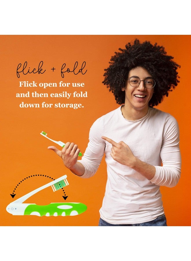 Lingito Travel Folding Toothbrush, Camping Toothbrush Bulk, Medium Bristle (6 Pack Medium-Multicolor) - Image 5