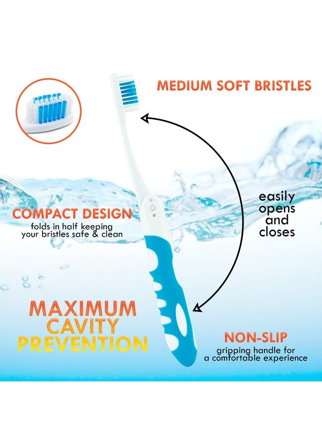 Lingito Travel Folding Toothbrush, Camping Toothbrush Bulk, Medium Bristle (6 Pack Medium-Multicolor) - Image 3