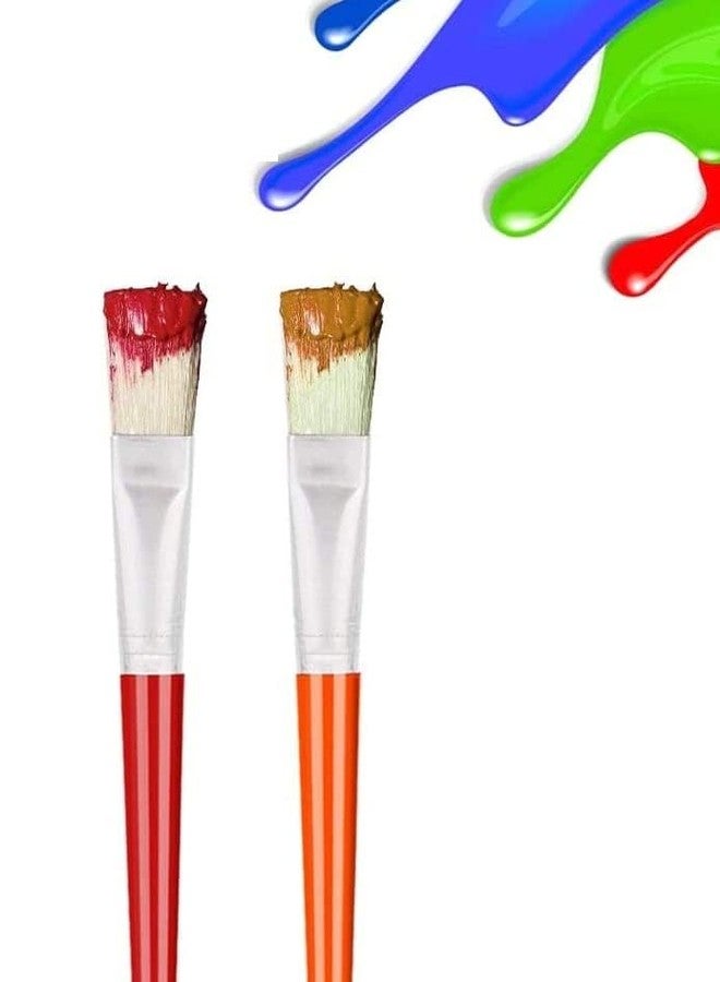 KRYTONE�Childrens Paint Brushes Set Flat Tip Painting Brushes Starter Set with Handle and Hog Bristles, Colorful Paint Brushes for Kids Children Toddlers Beginners Art Supplies (4) - Image 2