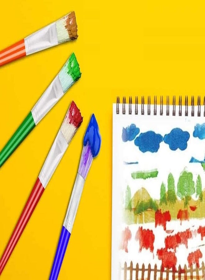 KRYTONE�Childrens Paint Brushes Set Flat Tip Painting Brushes Starter Set with Handle and Hog Bristles, Colorful Paint Brushes for Kids Children Toddlers Beginners Art Supplies (4) - Image 5