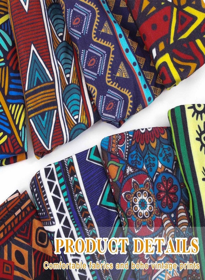 Bohend Wide Boho Headbands for Women 8Pcs Stretchy Bandeau Non Slip Hairbands Athletic Yoga Head Wraps (African Style, Uniform size) - Image 3