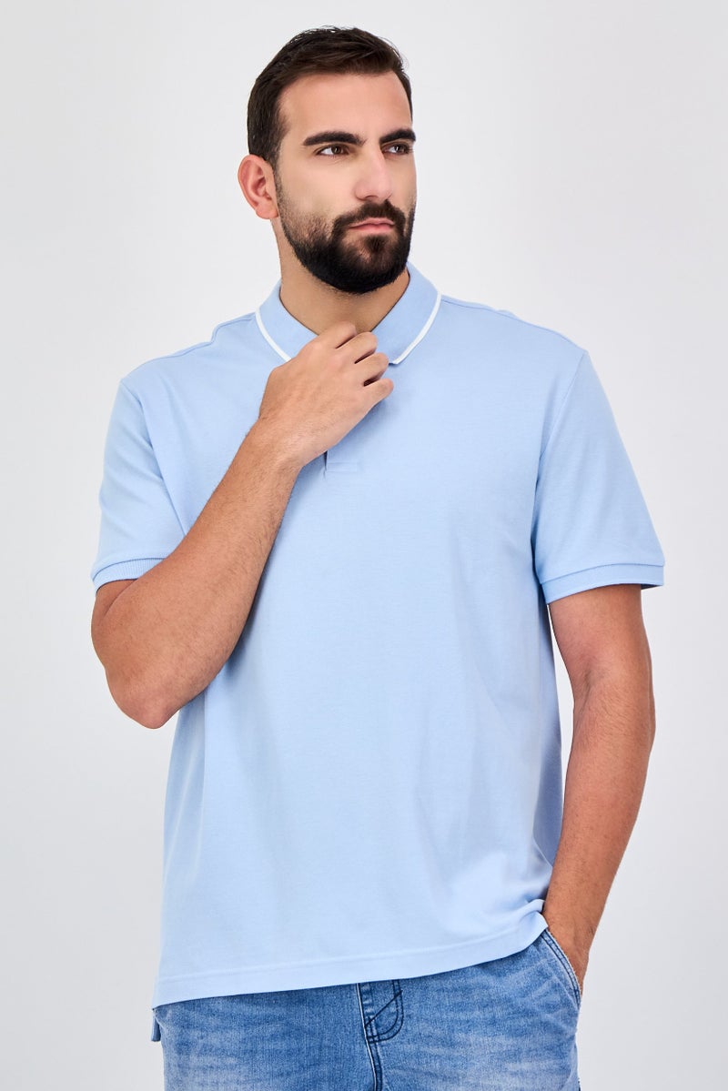 Levi's Men Regular Fit Plain Short Sleeve Polo Shirt, Sky Blue - Image 1