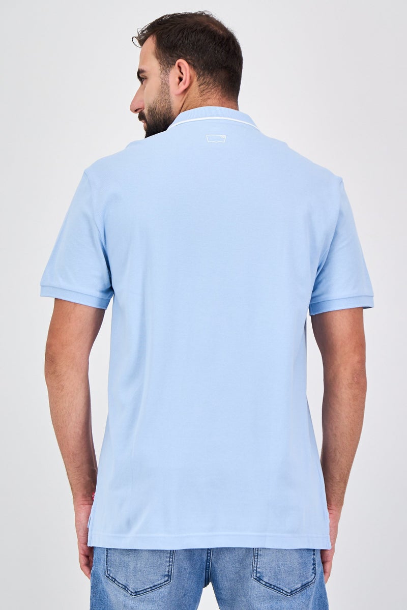 Levi's Men Regular Fit Plain Short Sleeve Polo Shirt, Sky Blue - Image 3