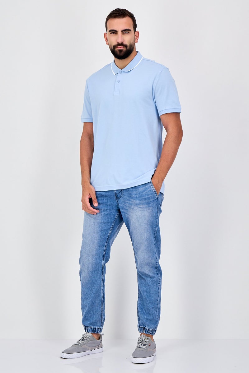 Levi's Men Regular Fit Plain Short Sleeve Polo Shirt, Sky Blue - Image 4