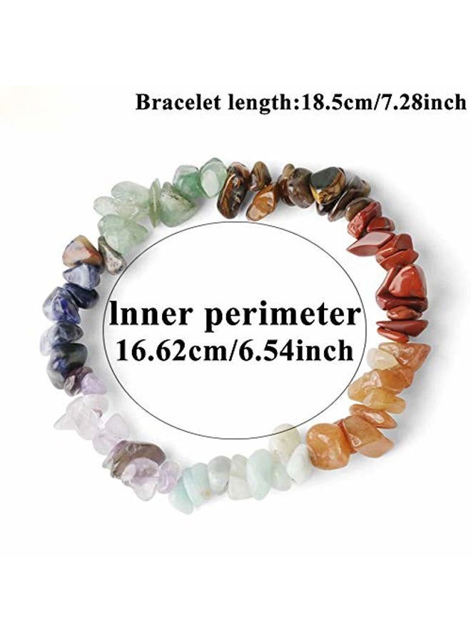 USRommaner 5 Pcs Natural Gemstone Chakra Crystal Healing Chip Stretch Bracelets,Gemstone Polished Irregular Crystals Stone Reiki Yoga Chipped Gravel Bead Jewelry Accessories - Image 4