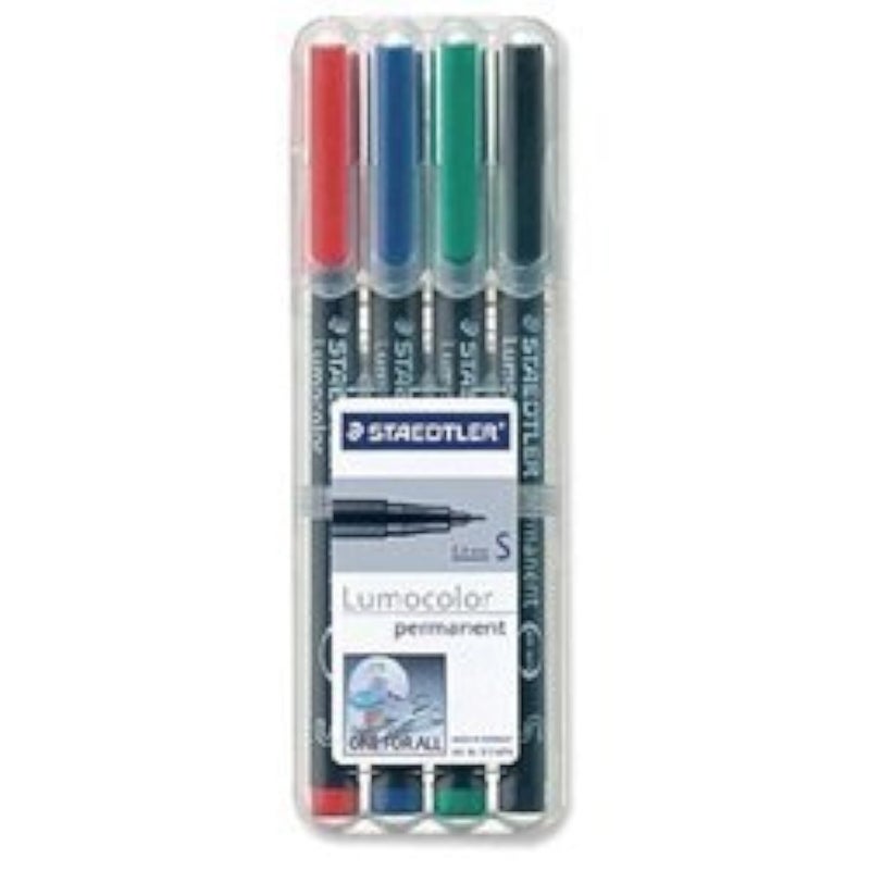 STAEDTLER 313 Lumocolor Pen Permanent Superfine 0.4mm Assorted Ref 313WP4 [Wallet 4]