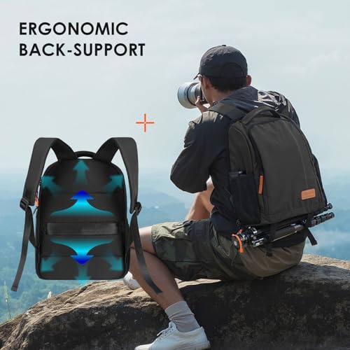 TARION 15L Camera Backpacks for Photographers - Waterproof Camera Bag Photography backpack with 15.6" Laptop Compartment Rain Cover Side Access Tripod Holder(TB04 Black) - Image 3