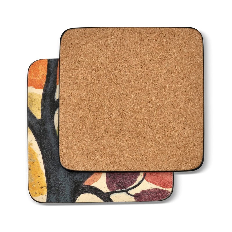 Pimpernel Dancing Branches Collection Coasters | Set of 6 | Cork Backed Board | Heat and Stain Resistant | Drinks Coaster for Tabletop Protection | Measures 4” x 4” - Image 2