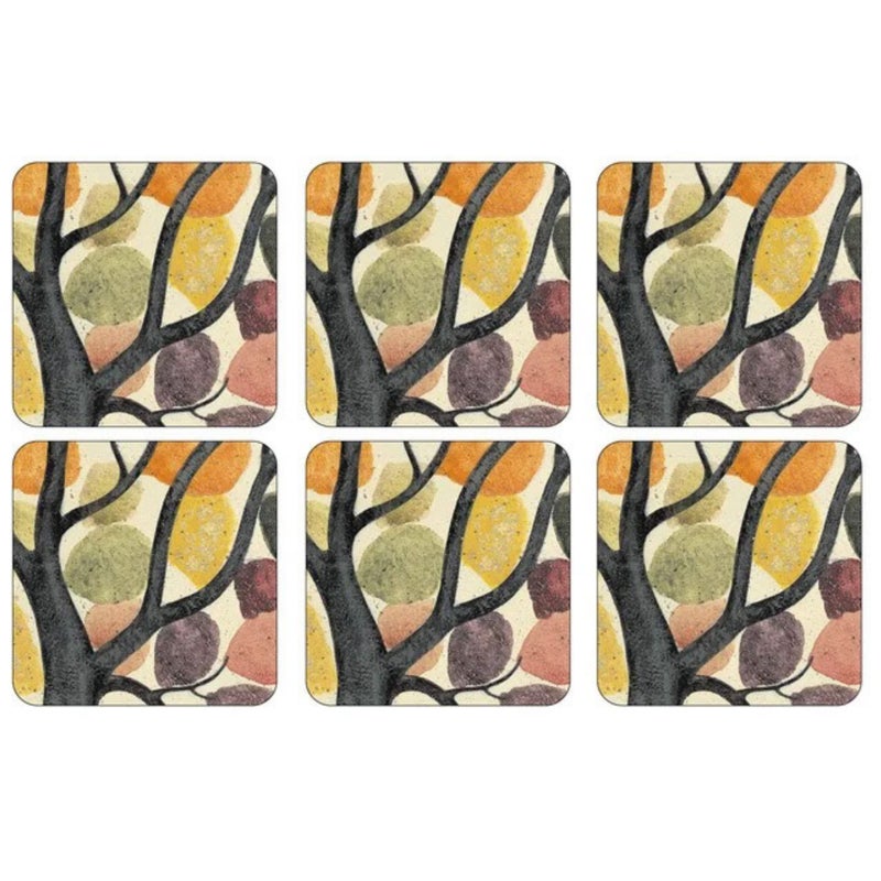 Pimpernel Dancing Branches Collection Coasters | Set of 6 | Cork Backed Board | Heat and Stain Resistant | Drinks Coaster for Tabletop Protection | Measures 4” x 4” - Image 5