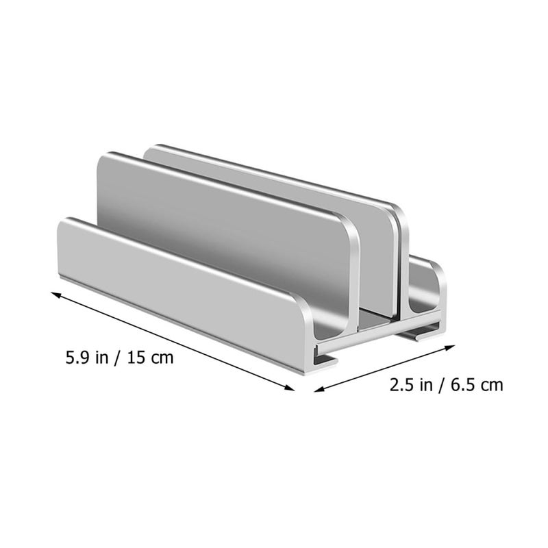 Adjustable Aluminum Laptop Stand Silver Vertical Desktop Holder Space Saving Organizer - Image 3