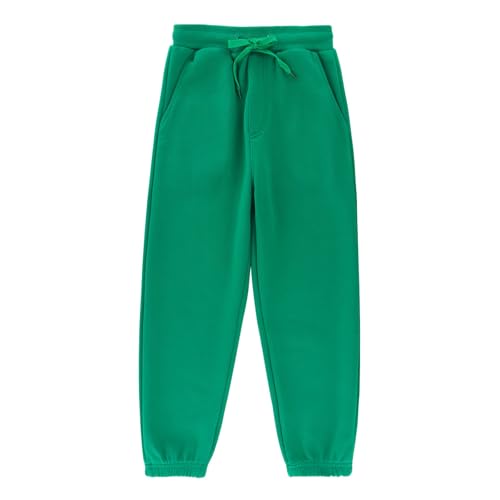 ACESTAR Kids Unisex Plain Sweatpants Cotton Drawstring Casual Pull-on Jogger Pants for Boys or Girls (Green,150/11-12Years) - Image 1