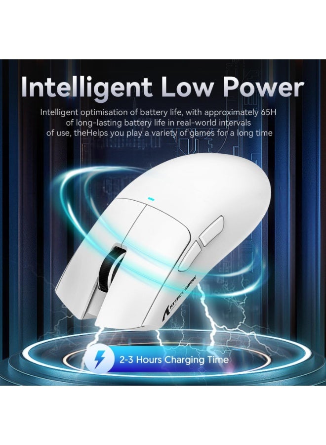 Attack Shark Ultra-light gaming mouse X11 weighing 63g, supports 3 connection modes (USB-C wired, Bluetooth 5.0, 2.4GHz wireless), high-precision PixArt 3311 sensor up to 22000 DPI, one-touch magnetic charging base with customizable RGB lighting, Huano buttons lasting up to 20 million clicks with smooth and fast performance, ergonomic and responsive design for gamers and designers, ideal for PC, Mac and multi-tasking  - Image 4