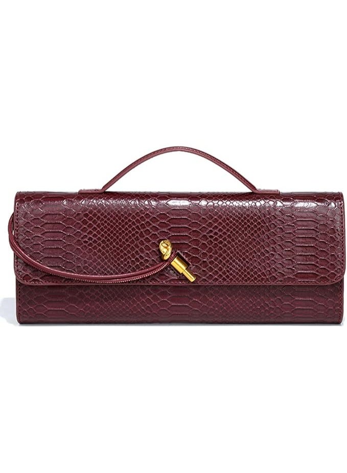 jaexest Snake Texture Evening Clutch Purse for Women – Versatile Underarm Shoulder Bag & Satchel | Crossbody Handbag with Removable Strap – PU Leather Wallet for Parties, Shopping, Daily Use - Image 1