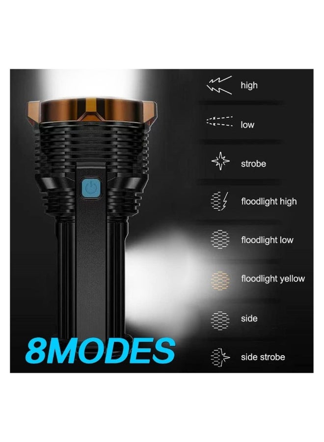 SYOSI LED Rechargeable Flashlight, 8 Modes Bright Spotlight Lantern Flashlight, Rechargeable Waterproof  Camping Lamp, for Hurricane, Emergency, Survival Kits, Hiking, Home, USB Cable Included - Image 2