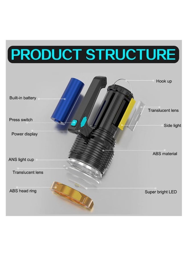 SYOSI LED Rechargeable Flashlight, 8 Modes Bright Spotlight Lantern Flashlight, Rechargeable Waterproof  Camping Lamp, for Hurricane, Emergency, Survival Kits, Hiking, Home, USB Cable Included - Image 3