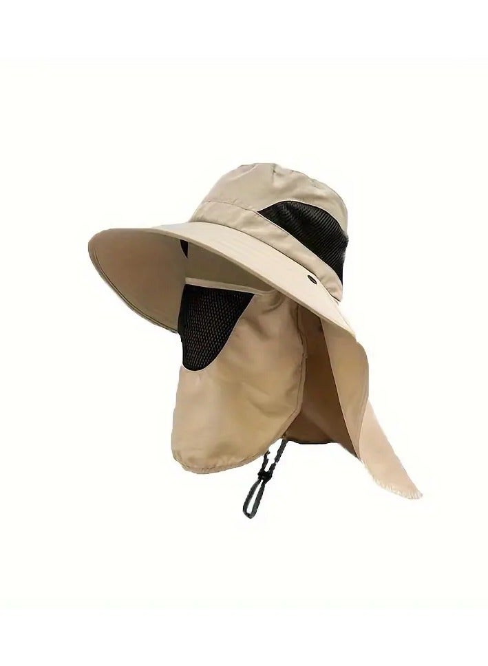 Goolsky Outdoor UV Protection Breathable Mesh Design Adjustable Hat With Face & Neck Cover, Wide Brim UV Protection Bucket Hat, For Fishing Hiking And Cycling - Image 4