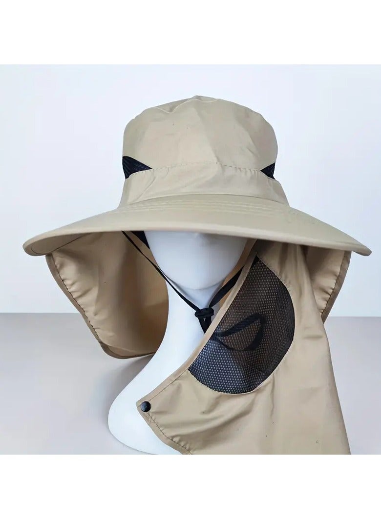 Goolsky Outdoor UV Protection Breathable Mesh Design Adjustable Hat With Face & Neck Cover, Wide Brim UV Protection Bucket Hat, For Fishing Hiking And Cycling - Image 2