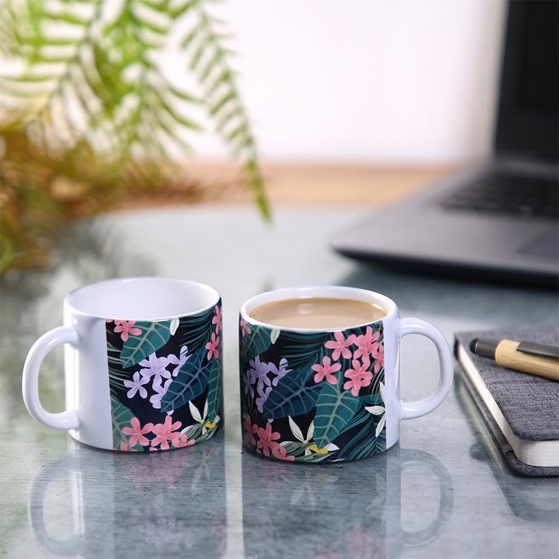 PentaDeco Floral Print Ceramic Mugs Set of 2 160ml - Image 1
