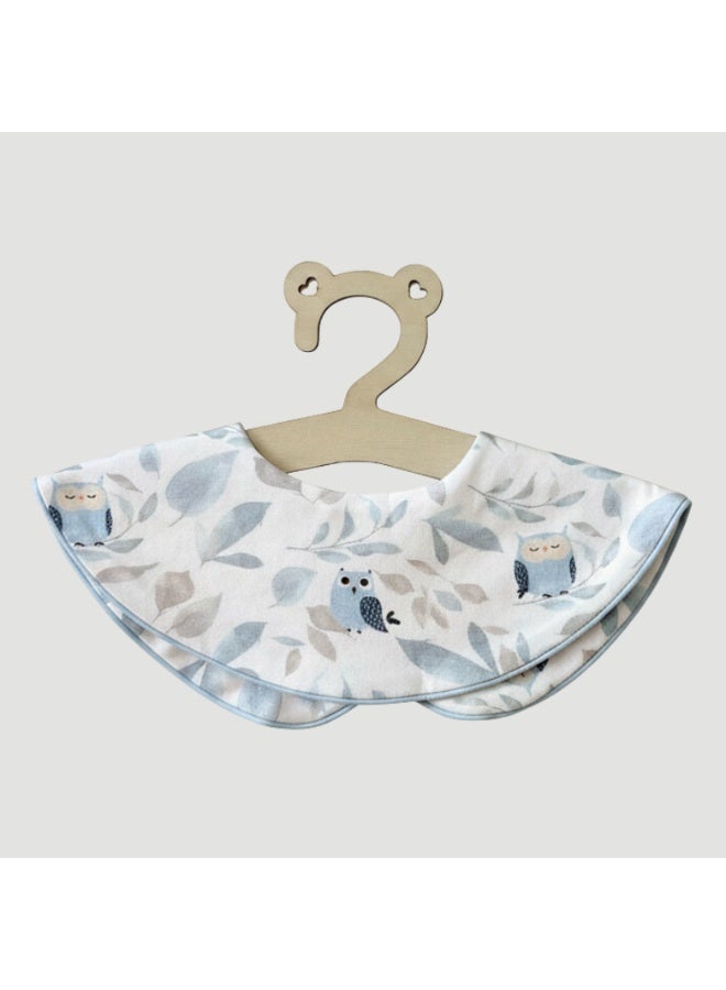 Premium Cotton Baby Bib with Owl Leaf Design - Soft Adjustable Drool Bib, Rolled Edge for Elegant Protection - Image 2