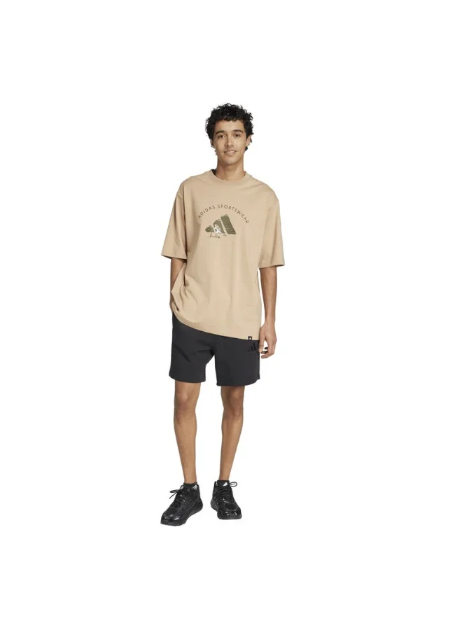 adidas تيشيرت تدريب أديداس M C DOODLE SCT رجالي - بني - XS