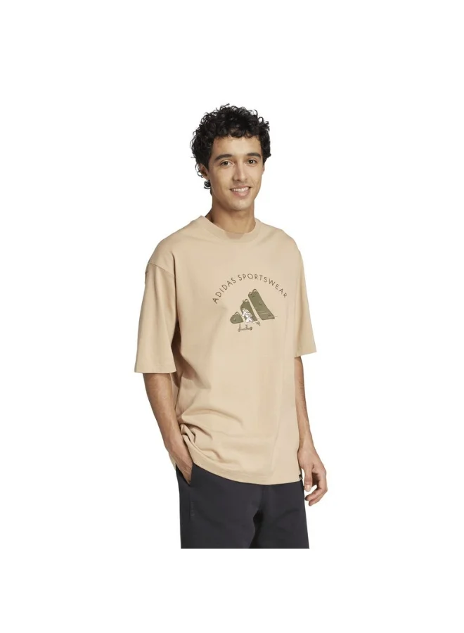 adidas تيشيرت تدريب أديداس M C DOODLE SCT رجالي - بني - XS