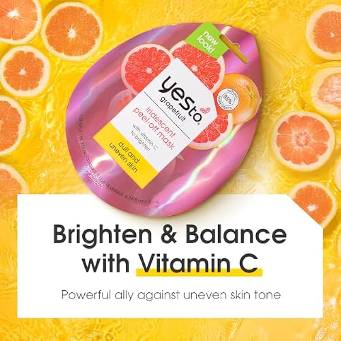 Yes To Grapefruit Iridescent Peel Off Mask with Vitamin C to Refresh Dull Skin, for Men, Women and Teens, No Paraben, 3 Pack. - Image 3