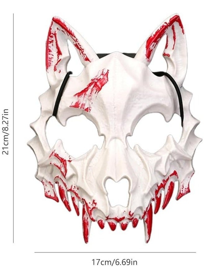 CCOVERY قناع ياباني نصف وجه قناع جمجمة قناع مخيف حفلة كوسبلاي زينة - Image 3