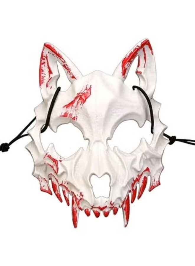 CCOVERY قناع ياباني نصف وجه قناع جمجمة قناع مخيف حفلة كوسبلاي زينة - Image 1