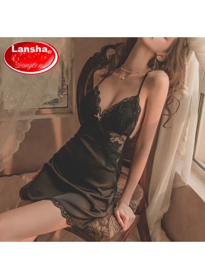 روني Langsha ملابس النوم، نايتغاون للنساء، فستان النوم من الحرير، لفصلي الربيع والصيف، مع وسادات الصدر، نايتغاون بحمالات سباغيتي من الدانتيل، ملابس للاسترخاء - Image 1