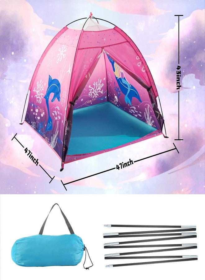 BLINWORLD Kids Play Mermaid Tent for Kids, Play Tentes Foldable Pop Up Indoor Outdoor Party Playhouse Tents Toy for Boys Girls-47 * 47 * 41 (Pink) - Image 2