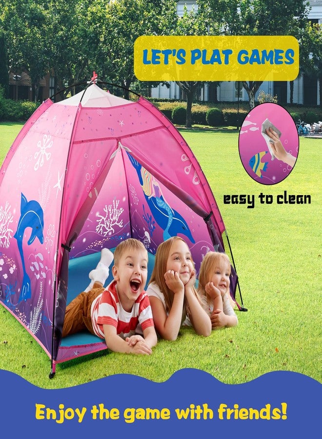 BLINWORLD Kids Play Mermaid Tent for Kids, Play Tentes Foldable Pop Up Indoor Outdoor Party Playhouse Tents Toy for Boys Girls-47 * 47 * 41 (Pink) - Image 3