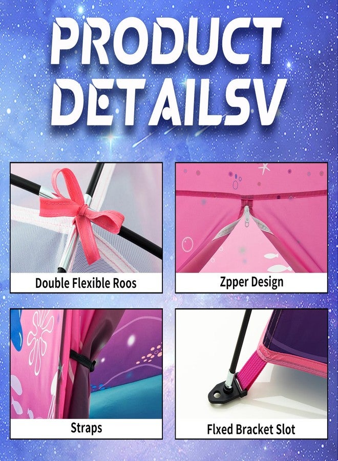 BLINWORLD Kids Play Mermaid Tent for Kids, Play Tentes Foldable Pop Up Indoor Outdoor Party Playhouse Tents Toy for Boys Girls-47 * 47 * 41 (Pink) - Image 5