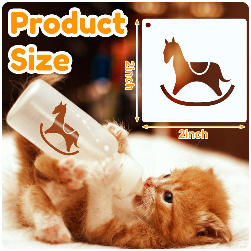 Fainne 100 Pcs 2 Inch Stencils Small Stencils for Painting on Wood Reusable Painting Templates Crafts for DIY Scrapbook, Wood, Wall, Fabric, Rock, Chalkboard, Sign(Cute Baby Animal) - Image 2