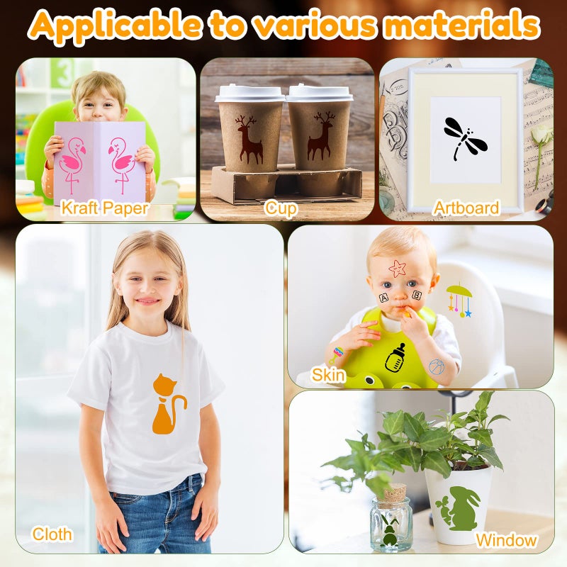 Fainne 100 Pcs 2 Inch Stencils Small Stencils for Painting on Wood Reusable Painting Templates Crafts for DIY Scrapbook, Wood, Wall, Fabric, Rock, Chalkboard, Sign(Cute Baby Animal) - Image 5