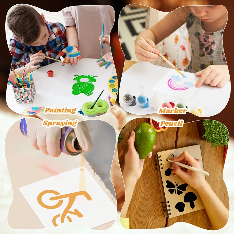 Fainne 100 Pcs 2 Inch Stencils Small Stencils for Painting on Wood Reusable Painting Templates Crafts for DIY Scrapbook, Wood, Wall, Fabric, Rock, Chalkboard, Sign(Cute Baby Animal) - Image 4