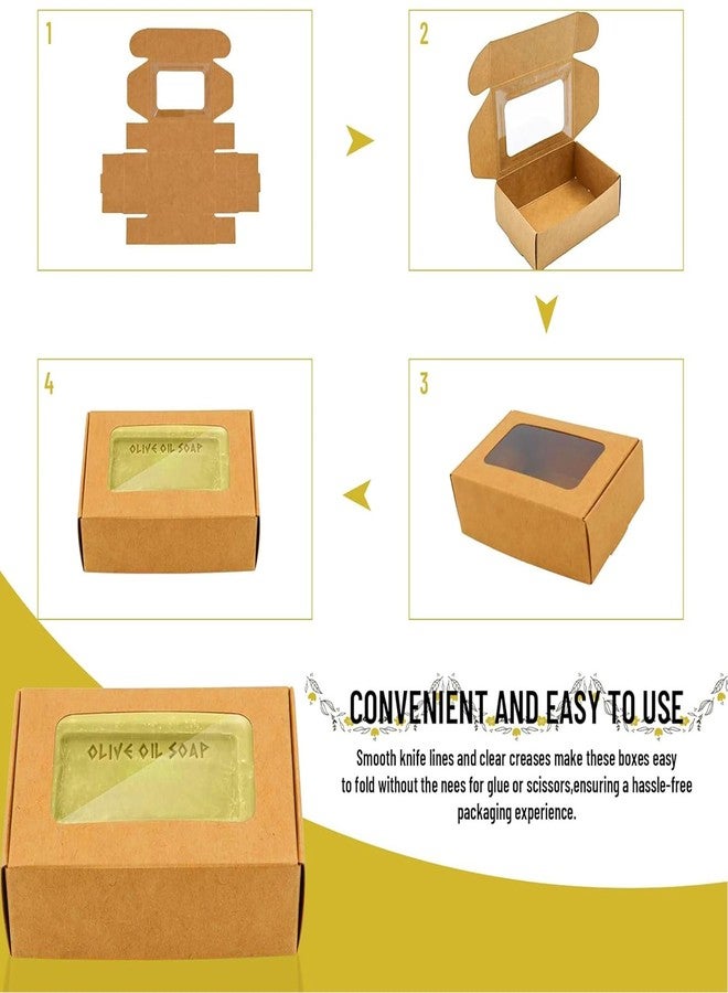 RYKOMO 40 PCS Soap Boxes for Homemade 3.55 x 2.4 x 1.2 Inch Small Soap Paper Box Mini Kraft Treat Box with Window for Homemade Soap Packaging Boxes Supplies - Image 4