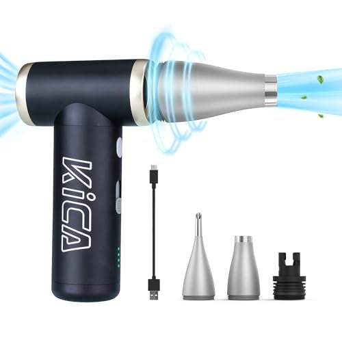 KiCA Electric Air Duster - Jet Fan 2S Rechargeable Air Duster, 117000RPM Brushless Motor, Metal Shell, 56 MPH Wind Speed, Jet Dry Blower for Keyboard, PC, Car & Home Cleaning (Black) - Image 1