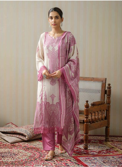 Printed Straight Kurta with Trouser and Dupatta Set by Styli