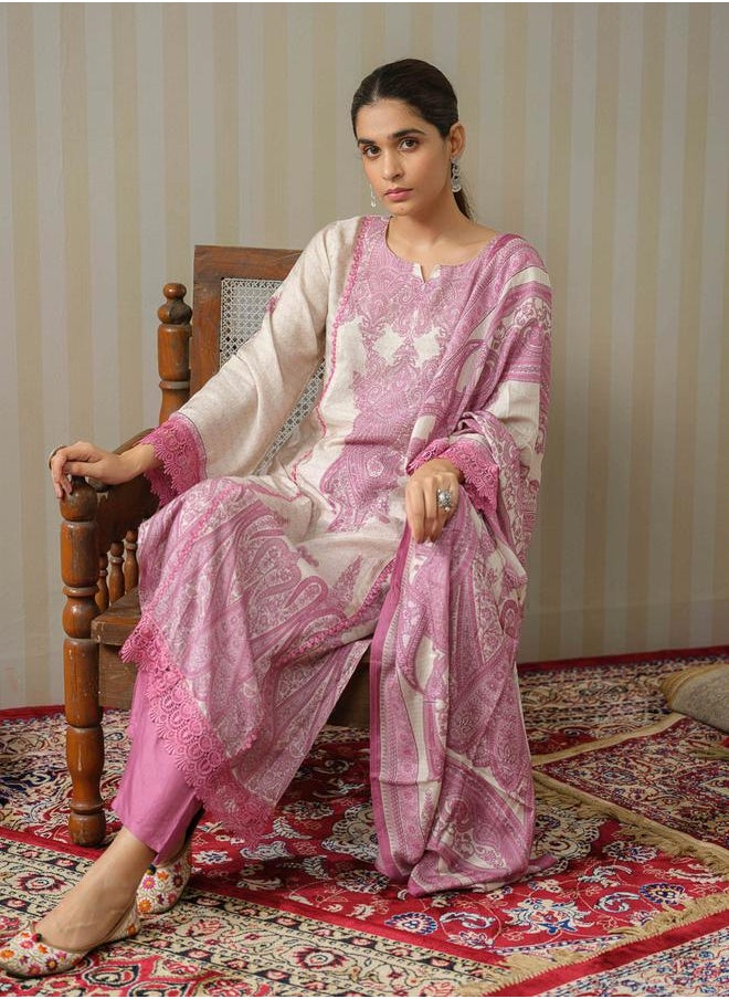 DW Printed Straight Kurta with Trouser and Dupatta Set by Styli  - Image 5