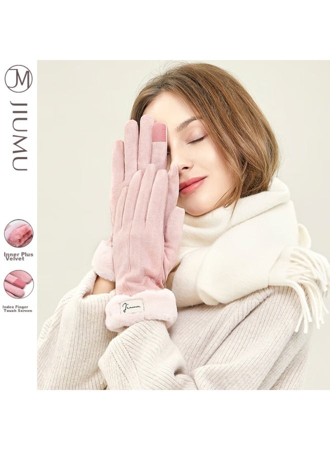 Jiumu Warm Gloves For Women, Autumn And Winter, Windproof, Cold-resistant, Anti-freeze, Fleece-lined, For Cycling, Driving, Electric Bikes, Touchscreen Gloves - Image 1