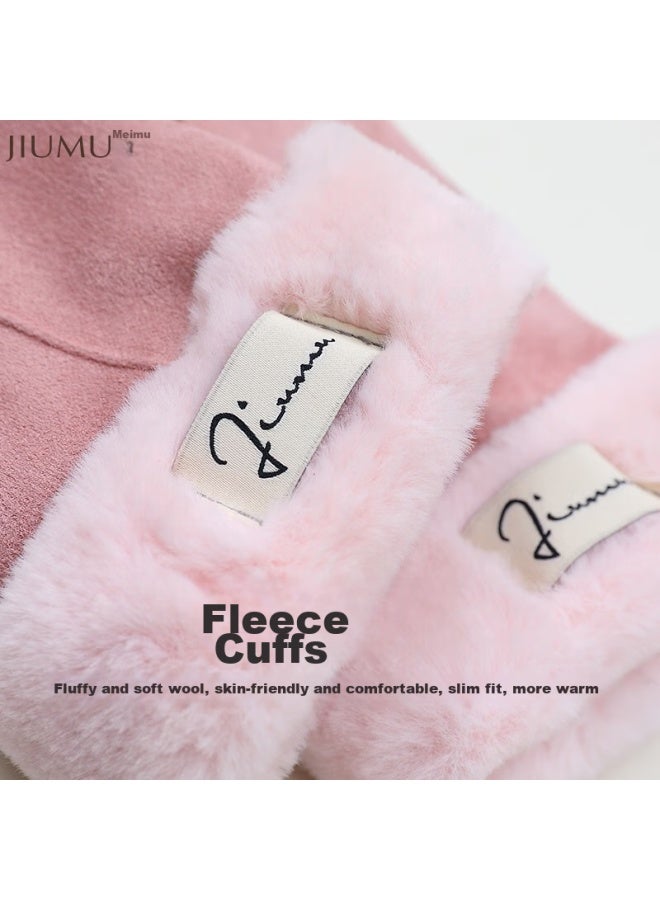 Jiumu Warm Gloves For Women, Autumn And Winter, Windproof, Cold-resistant, Anti-freeze, Fleece-lined, For Cycling, Driving, Electric Bikes, Touchscreen Gloves - Image 5