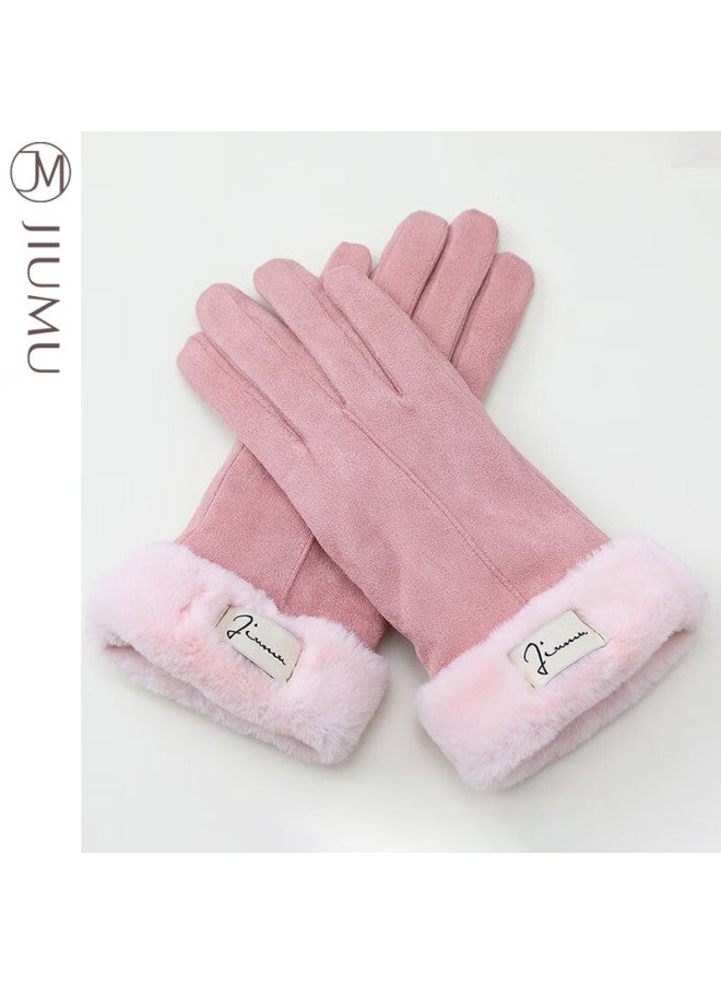 Jiumu Warm Gloves For Women, Autumn And Winter, Windproof, Cold-resistant, Anti-freeze, Fleece-lined, For Cycling, Driving, Electric Bikes, Touchscreen Gloves - Image 2