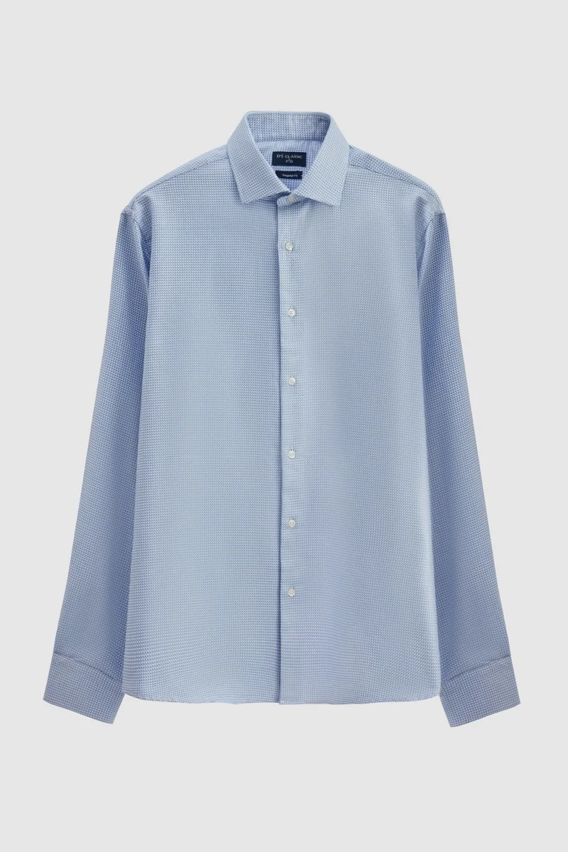D'S DAMAT D'S Groom Ds Groom Regular Fit Blue Dobby Shirt