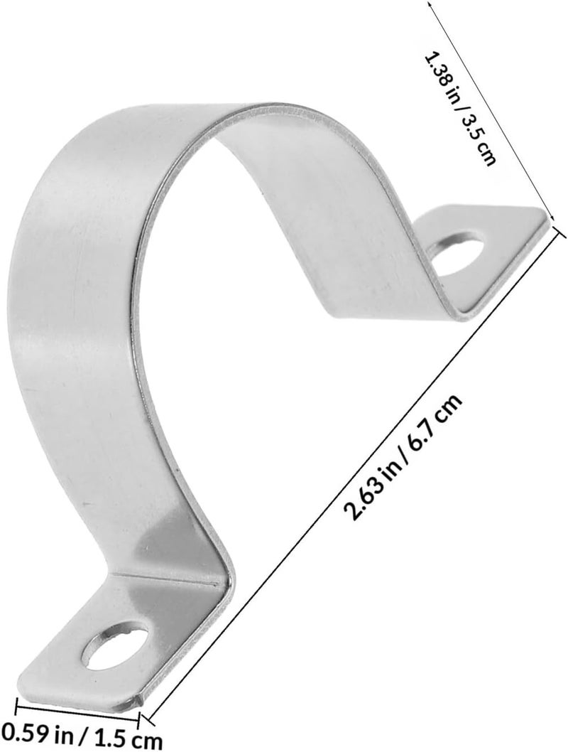 Zerodeko 20pcs Stainless Steel U Clamps Tube Fixing Heavy Duty Tension Clamps 32mm Width with Dual Hole Bracket for Cable and Wire Securing - Image 2