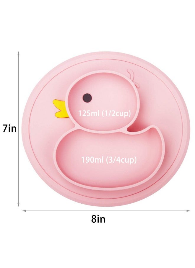 Qshare - Toddler Plate, Portable Baby Plates For Toddlers And Kids, Bpa-Free Strong Suction Plates For Toddlers, Dishwasher & Microwave Safe Silicone Placemat 9X6X1.4 Inch - Image 1